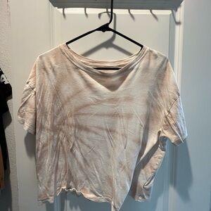 Old Navy Cream and Pink Crop T-Shirt